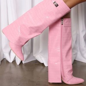 Fashion Nova “Not The Same Knee High Boots - Pink”